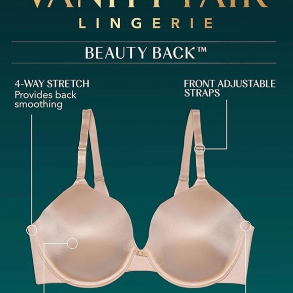 NWT Vanity Fair Women's Full Coverage Beauty Back Smoothing Bra, lavender, 36C - Picture 4 of 9